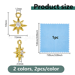 4 Stück 2 Farben 925 Sterling Silber klare Zirkonia 8-zackige Stern Charms&nbsp;STER-DC0001-98