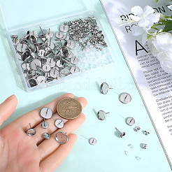 80 шт. 4 плоских круглых оправы для сережек из нержавеющей стали 304 STAS-SP0001-60