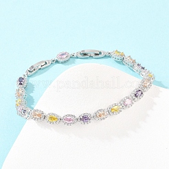 Теннисные браслеты из платиновой латуни с микропаве из кубических цирконий&nbsp;BJEW-B160-02P-03