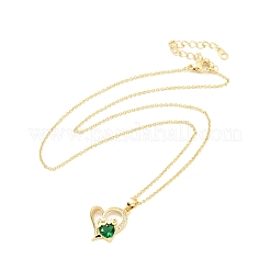 Кубический цирконий сердце с кулоном слово любовь колье NJEW-F293-02C-G