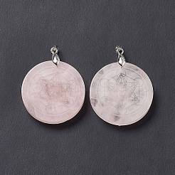 Природного розового кварца подвески&nbsp;G-P491-04P-07