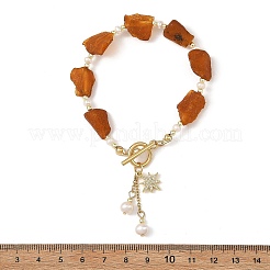 Bracciali con ciondoli a stella in ottone con micro pavé di zirconi cubici trasparenti&nbsp;BJEW-JB14290