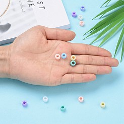 キッズジュエリーのための混合色分厚いアクリルドーナツスペーサービーズ  8x6mm  穴：4mm&nbsp;X-SACR-R746-07