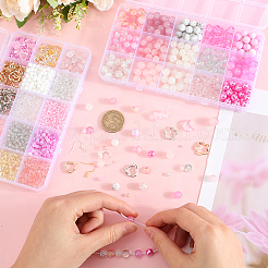 Наборы для самостоятельного изготовления круглых стеклянных бусин и бисерных сережек DIY-SP0002-56