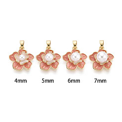 Латунные подвески с эмалированными чашечками и жемчужными штифтами KK-T079-18G