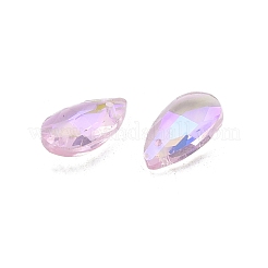 ポインテッド バック電気メッキ ファセット ガラス ペンダント  ティアドロップ  ピンク  16x9x5mm  穴：1.2mm&nbsp;EGLA-N006-054