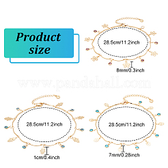 3 шт. набор из 3 браслетов на ногу с амулетом от сглаза в виде руки хамсы AJEW-AN0001-05