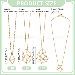 3 шт. 3 размера 304 нержавеющая сталь кубовидная цепочка макраме мешочек пустой держатель для камня изготовление ожерелья NJEW-UN00013