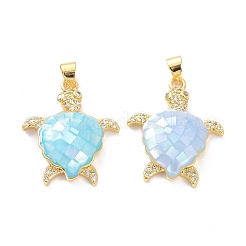 Ciondoli in vero ottone placcato oro 18k con micro pavé di zirconi chiari&nbsp;X-KK-D004-05G-C