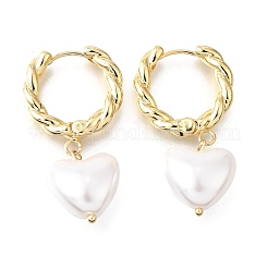 Серьги-кольца из латуни и АБС-пластика с жемчугом для женщин EJEW-G430-05G