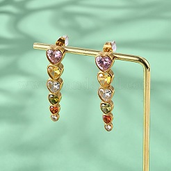 Серьги-гвоздики с кисточками из нержавеющей стали 304 с разноцветными кубическими цирконами EJEW-Z094-01G-G