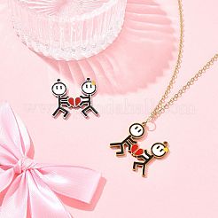 2 пара 2-х цветных магнитных подвесок ко Дню святого Валентина из нержавеющей стали 304 с эмалью STAS-FS0002-08