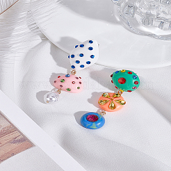 1 геометрические серьги-гвоздики из акриловой смолы с подвесками&nbsp;EJEW-LP0007-020