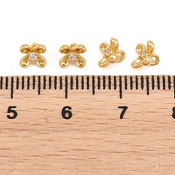 真鍮マイクロパヴェクリアキュービックジルコニアチャーム  花のチャーム  18KGP本金メッキ  4x6x6mm  穴：1.1mm&nbsp;KK-Z162-04G