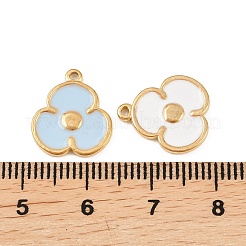 304ステンレススチールエナメルペンダント  花のチャーム  ゴールドカラー  14.5x13x1.5mm  穴：1mm&nbsp;STAS-A135-15A-G