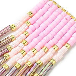 ミユキ ラウンド ロカイユ シードビーズ ビーズチャーム  矢のタッセルペンダント  パールピンク  55.5x19x2mm  穴：3mm&nbsp;PALLOY-MZ00211