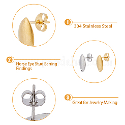 40 шт. 2 цвета фурнитура для сережек-гвоздиков из нержавеющей стали 304&nbsp;STAS-DC0014-87