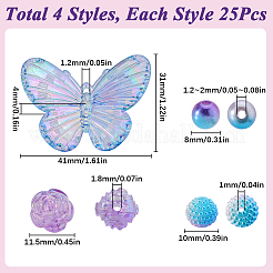 100шт 4 стиля акриловые бусины&nbsp;OACR-SC0001-66