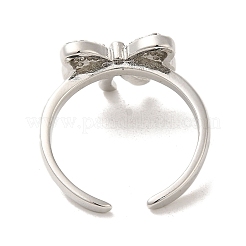 Кольца-манжеты из латуни с микро-паве и бантом для женщин с прозрачным фианитом RJEW-G311-04A-P