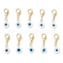 10 шт. плоская круглая подвеска ручной работы от сглаза&nbsp;HJEW-JM03489-04