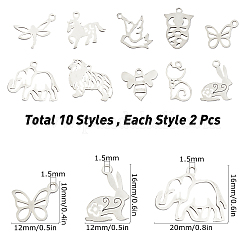 動物のテーマ  ステンレススチールペンダント  混合図形  ステンレス鋼色  10~17x9.5~16x1mm  穴：1.5mm  20個/箱&nbsp;STAS-SC0001-43P