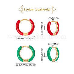 2 пара 2-цветных двухцветных массивных серег-колец из нержавеющей стали 304 с эмалью для женщин&nbsp;EJEW-DC0001-38C