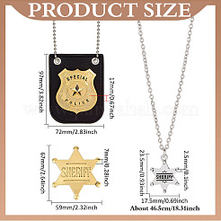 2 шт. 2-цветный полицейский значок из искусственной кожи и сплава с цепочкой и ремнем&nbsp;AJEW-MA0001-24