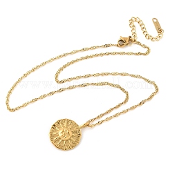 Ожерелья с подвеской в виде солнца и знака зодиака из нержавеющей стали 304 для женщин NJEW-B130-02G