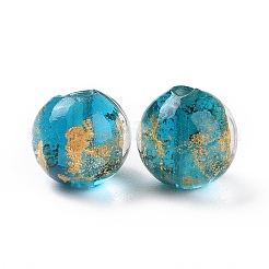 Бусины ручной работы золотой фольги стекла LAMP-C004-03C