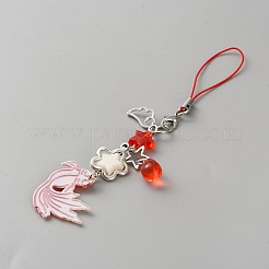 Cinturini per cellulari in acrilico con lega di pesce&nbsp;HJEW-WH0036-125C