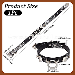 Chokerhalsketten aus PU-Leder mit Schlangenhautmuster und Legierungsringen für Damen&nbsp;NJEW-WH20007-08