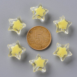 透明なアクリルビーズ  二層ビーズ  多面カット  スター  きいろ  14x15x8.5mm  穴：2mm&nbsp;X-TACR-S152-02A-SS2105