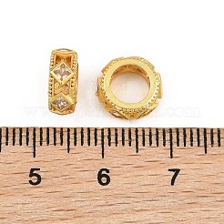 真鍮マイクロペーブクリアキュービックジルコニアヨーロッパビーズ  大穴ビーズ  菱形のリング  ラックめっき  長持ちメッキ  鉛フリー＆カドミウムフリー  ゴールドカラー  9.5x4mm  穴：6mm&nbsp;CU-CBA6A75-14G