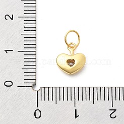925スターリングシルバーキュービックジルコニアペンダント  ハートチャーム  丸カン付き  ゴールドカラー  9.5x8x3mm&nbsp;STER-Q001-03G-01