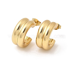 Двухслойные серьги-гвоздики из нержавеющей стали 201-й пробы в форме буквы С&nbsp;EJEW-Z151-11G-02