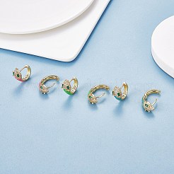 Серьги-кольца со змеей из кубического циркония с эмалью EJEW-SZ0001-87C