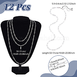 12 Stück 4 mm 304 Edelstahl Büroklammer Kette Halsketten&nbsp;NJEW-NB0001-38B