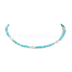 5 шт. ожерелья из натуральных и синтетических круглых драгоценных камней и синтетических бирюзовых бусин с черепами NJEW-JN05391