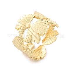 Цветочные латунные кольца для женщин RJEW-B119-09G