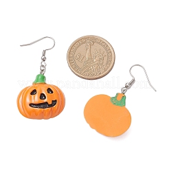 Серьги-подвески в форме тыквы из непрозрачной смолы 304 из нержавеющей стали EJEW-JE06478