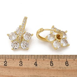 Серьги-кольца в форме цветка из прозрачного кубического циркония EJEW-F310-03G