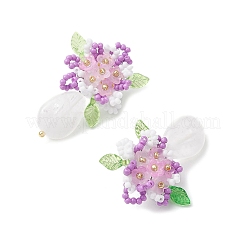 Boucles d'oreilles à tige en perles de verre faites à la main et en cristal de quartz naturel&nbsp;EJEW-MZ00449-01
