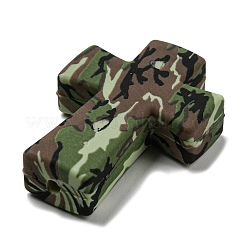 Крестик с цветком из силиконовых фокусных бусин&nbsp;SIL-G006-02E