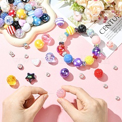DIYジュエリー作成キット  アクリル、樹脂、プラスチック、ABSプラスチック模造真珠ビーズを含む  ポリマークレイと真鍮のラインストーンスペーサービーズ  きいろ  20x19mm  穴：3mm&nbsp;DIY-YW0017-69D