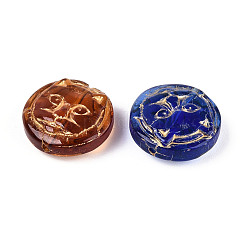 Плоские круглые стеклянные бусины в форме кошек GLAA-T025-47M