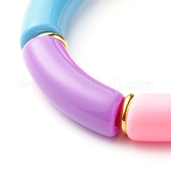 Bracciale elasticizzato con perline acriliche a tubo curvo grosso per donna ragazza&nbsp;BJEW-JB06684-01