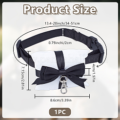 Черные полиэстеровые бархатные подушечки для колец с бантом и прочным поводком для собак из нейлона&nbsp;HJEW-DR00255