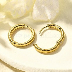 女性用304ステンレスフープピアス  イオンプレーティング（ip）  リング  14KGP本金メッキ  15.5x2.5mm&nbsp;EJEW-M068-11B-G
