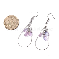 Серьги-капли из нержавеющей стали 304 с прозрачным стеклом EJEW-JE06404-02