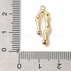 真鍮製マイクロパヴェキュービックジルコニアペンダント  溶岩流体チャーム  ゴールドカラー  21x8x3mm  穴：1.3mm&nbsp;KK-B122-03D-04G
